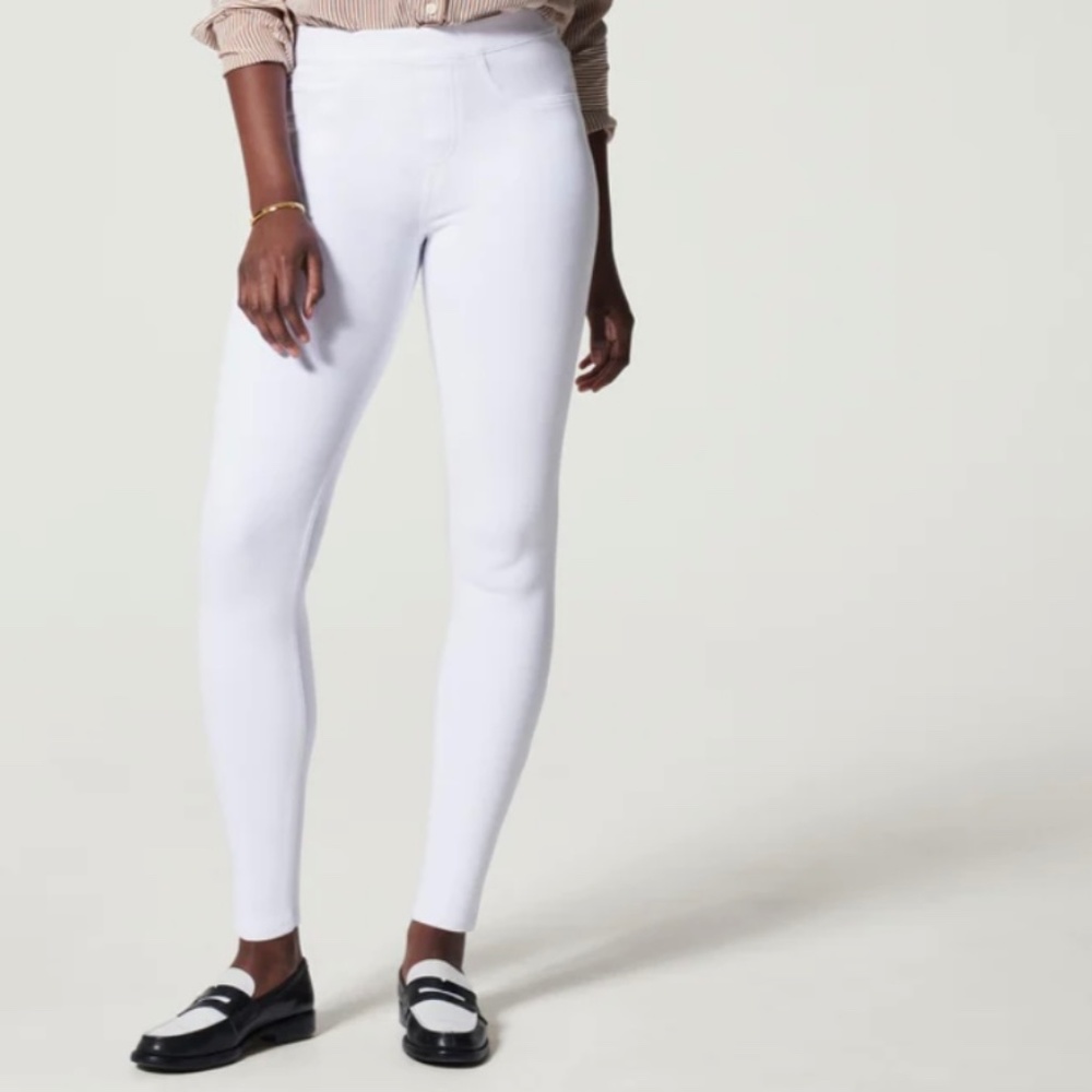 Spanx Jean-ish Ankle White Leggings Women’s Size Small Stretch Pull On